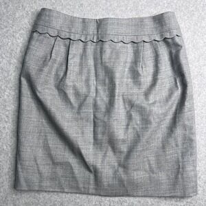 J Crew Mini Skirt Women's Size 0 Scalloped Waist Pleated Wool Blend Gray